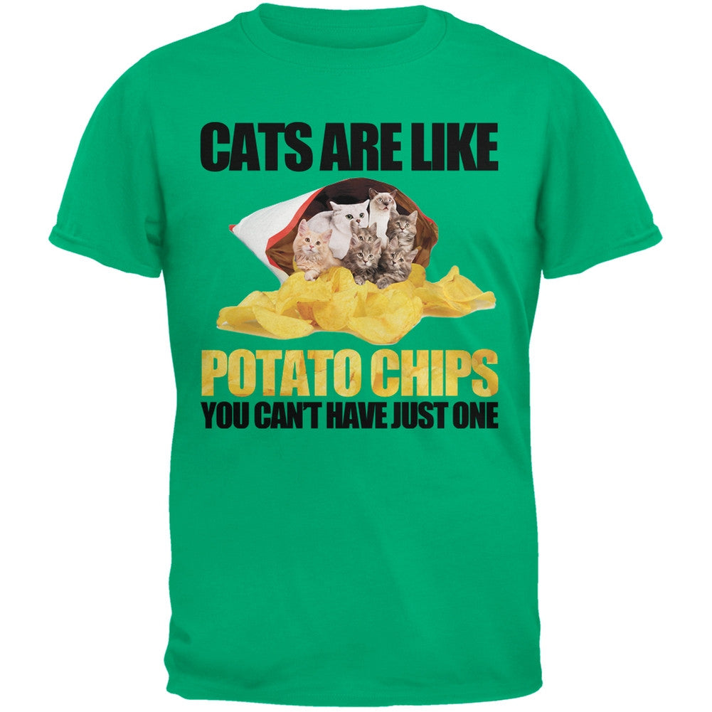 Cats Are Like Potato Chips Youth Green T-Shirt Youth T-Shirts Old Glory   