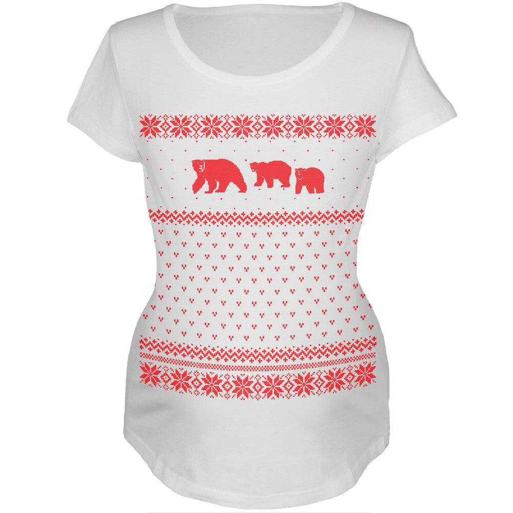 Polar Bears Ugly Christmas Sweater Womens Maternity T-Shirt Women's T-Shirts Old Glory   