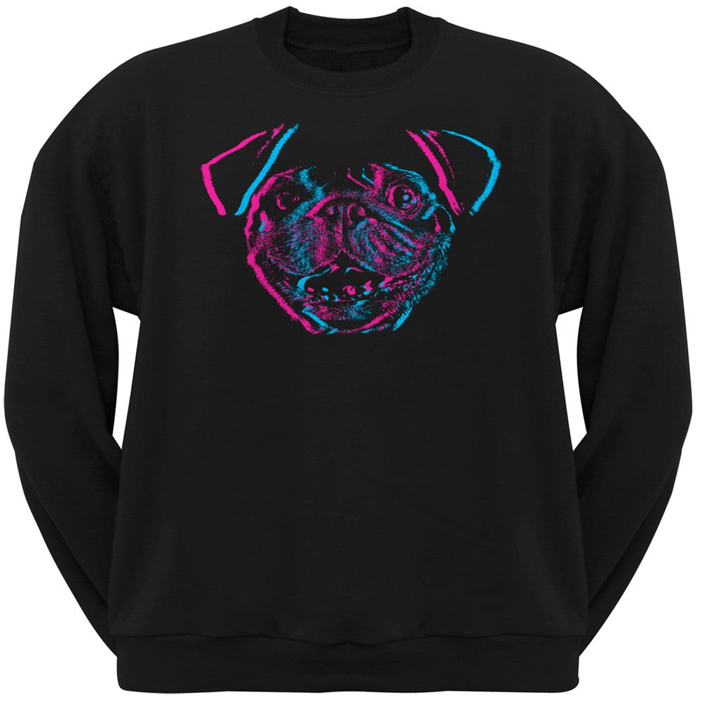 3D Pug Face Black Adult Pullover Hoodie Sweatshirts Old Glory   