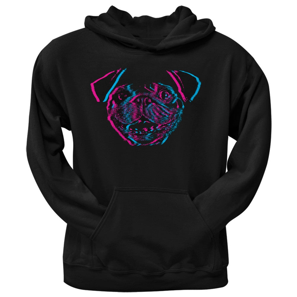 3D Pug Face Black Adult Pullover Hoodie Sweatshirts Old Glory   