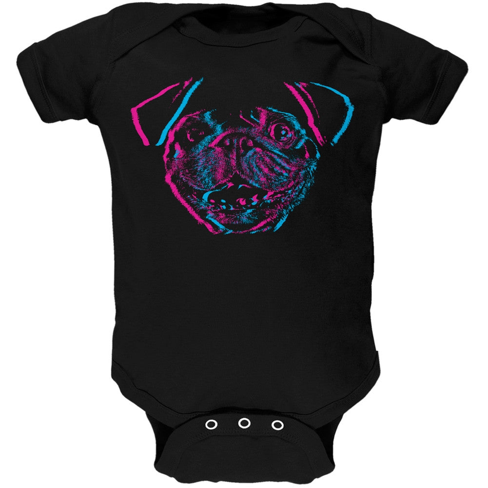 3D Pug Face Black Baby One Piece Baby One Piece Old Glory   