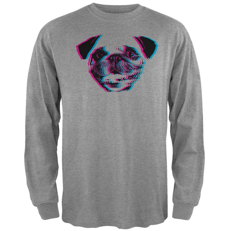 3D Pug Face Black Adult Long Sleeve T-Shirt Men's Long Sleeves Old Glory   