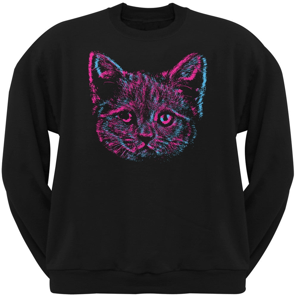 3D Cat Face Black Adult Pullover Hoodie Sweatshirts Old Glory   