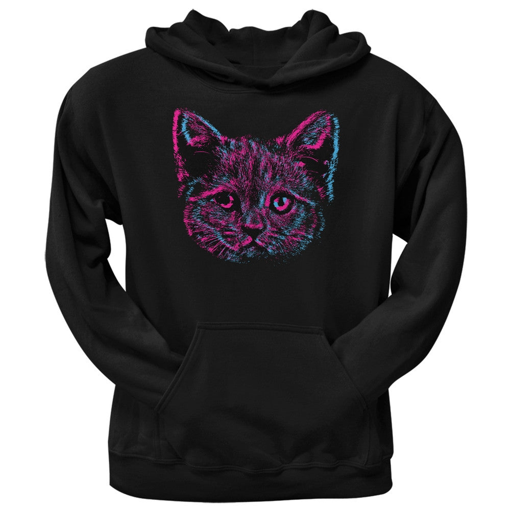 3D Cat Face Black Adult Pullover Hoodie Sweatshirts Old Glory   