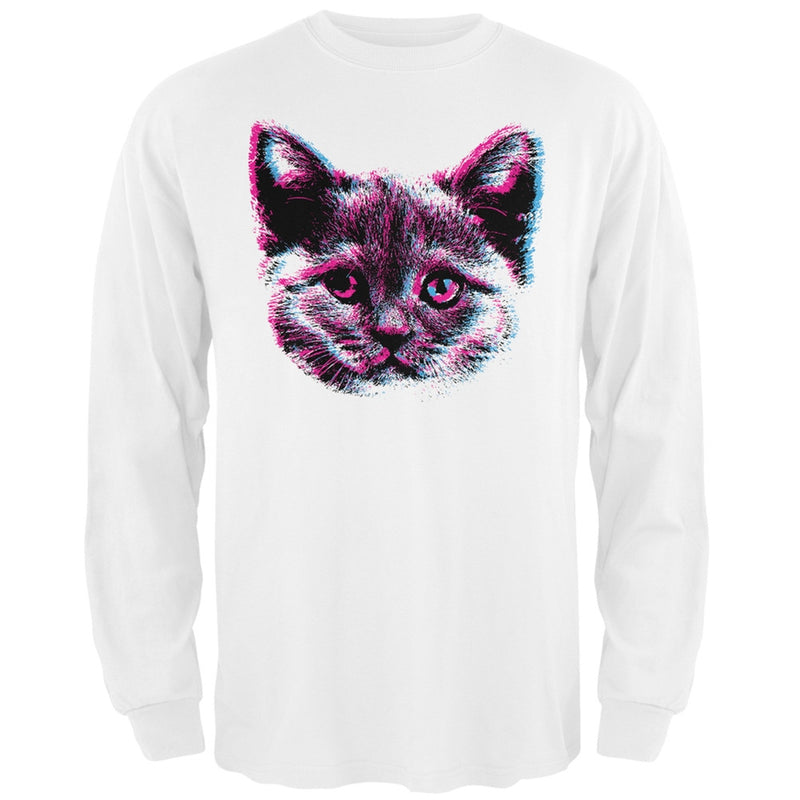 3D Cat Face Black Adult Long Sleeve T-Shirt Men's Long Sleeves Old Glory   