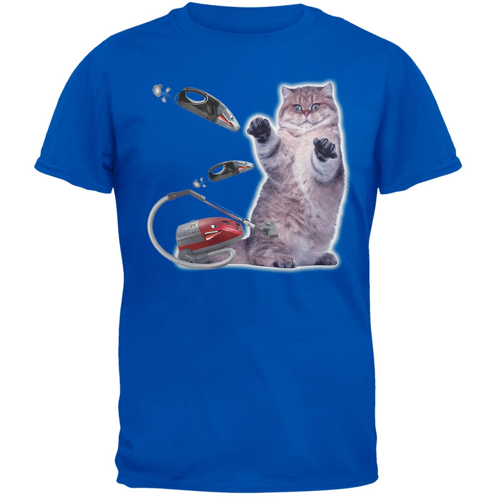 Galaxy Cat Vacuum Royal Blue Adult T-Shirt Men's T-Shirts Old Glory   