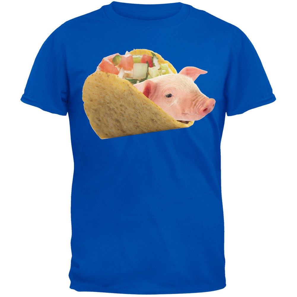 Taco Pig Blue Adult T-Shirt Men's T-Shirts Old Glory   