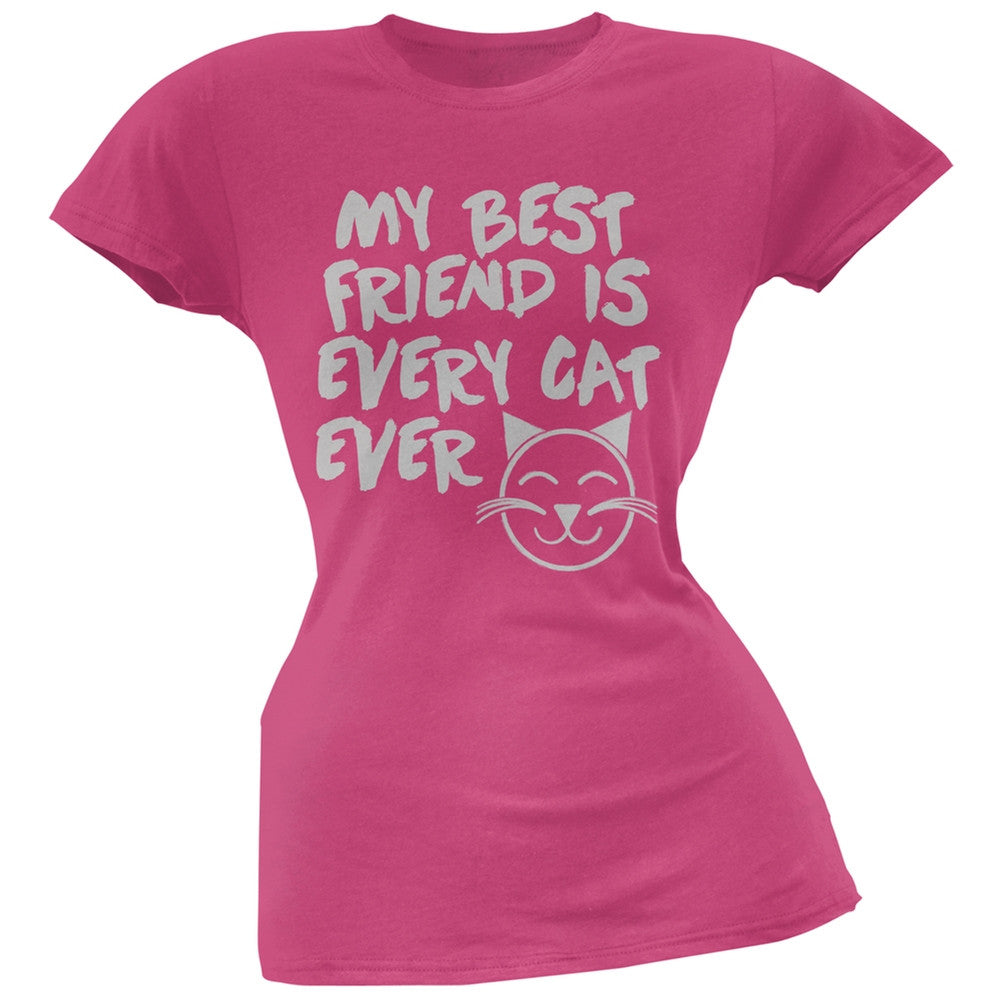 My Best Friend Is Every Cat Ever Pink Soft Juniors T-Shirt Juniors T-Shirts Old Glory   