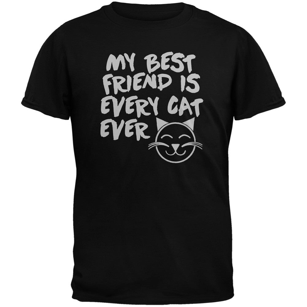 My Best Friend Is Every Cat Ever Black Adult T-Shirt Men's T-Shirts Old Glory   