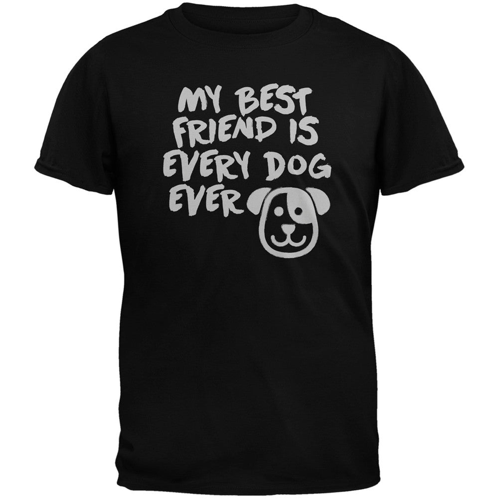 My Best Friend Is Every Dog Ever Black Adult T-Shirt Men's T-Shirts Old Glory   