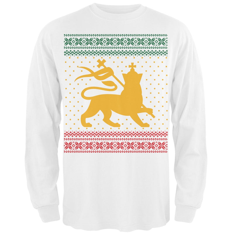 Lion of Judah Ugly Christmas Sweater Black Adult Long Sleeve T-Shirt Men's Long Sleeves Old Glory   