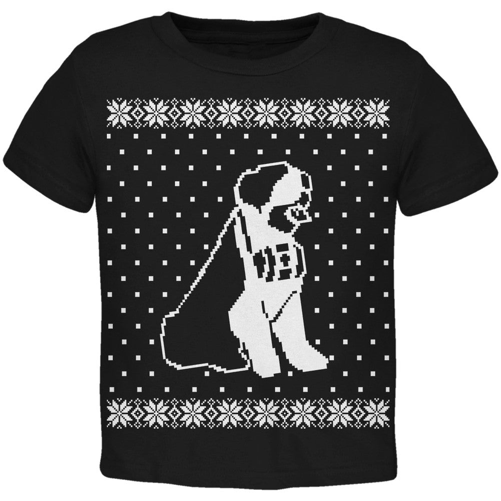 Big Saint Bernard Ugly Christmas Sweater Black Toddler T-Shirt Toddler T-Shirts Old Glory   