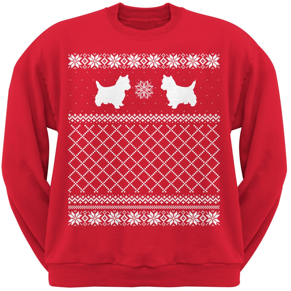 Yorkshire Terrier Red Adult Ugly Christmas Sweater Crew Neck Sweatshirt Sweatshirts Old Glory   