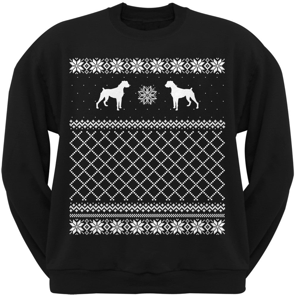 Boxer Black Adult Ugly Christmas Sweater Crew Neck Sweatshirt Sweatshirts Old Glory   