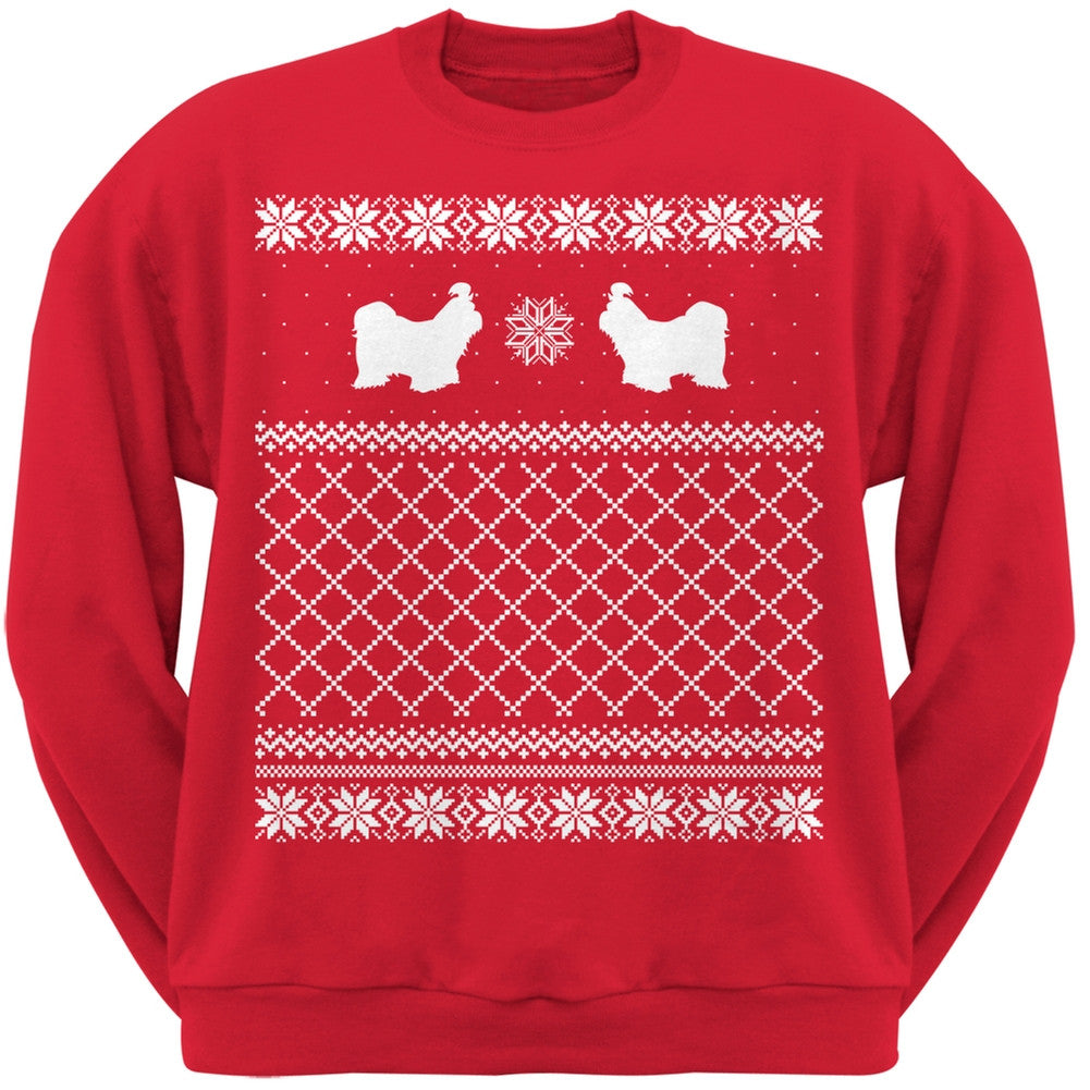 Shih Tzu Red Adult Ugly Christmas Sweater Crew Neck Sweatshirt Sweatshirts Old Glory   