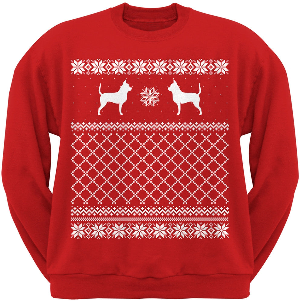 Chocolate Labrador Retriever Red Adult Ugly Christmas Sweater Crew Neck Sweatshirt Sweatshirts Old Glory   