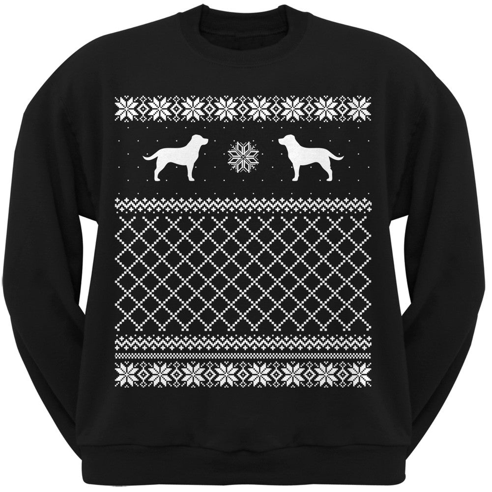 Chocolate Labrador Retriever Black Adult Ugly Christmas Sweater Crew Neck Sweatshirt Sweatshirts Old Glory   