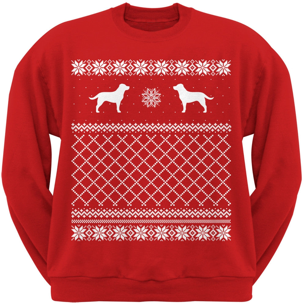 Chocolate Labrador Retriever Red Adult Ugly Christmas Sweater Crew Neck Sweatshirt Sweatshirts Old Glory   