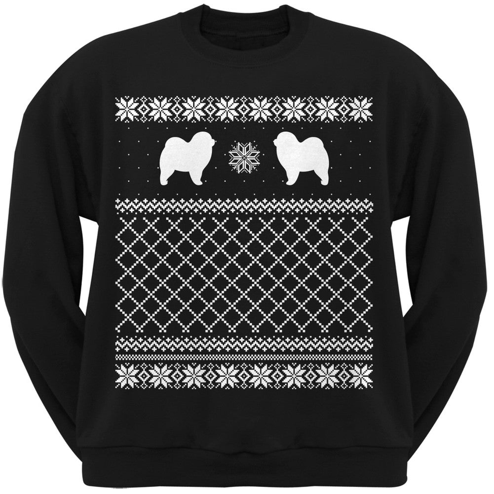 Chow Chow Black Adult Ugly Christmas Sweater Crew Neck Sweatshirt Sweatshirts Old Glory   