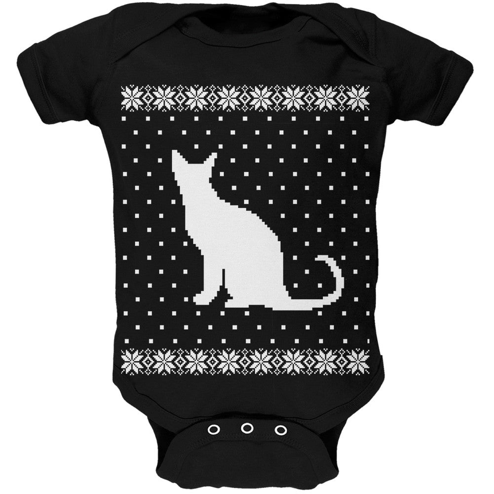 Big Cat Ugly Christmas Sweater Soft Baby One Piece Baby One Piece Old Glory   