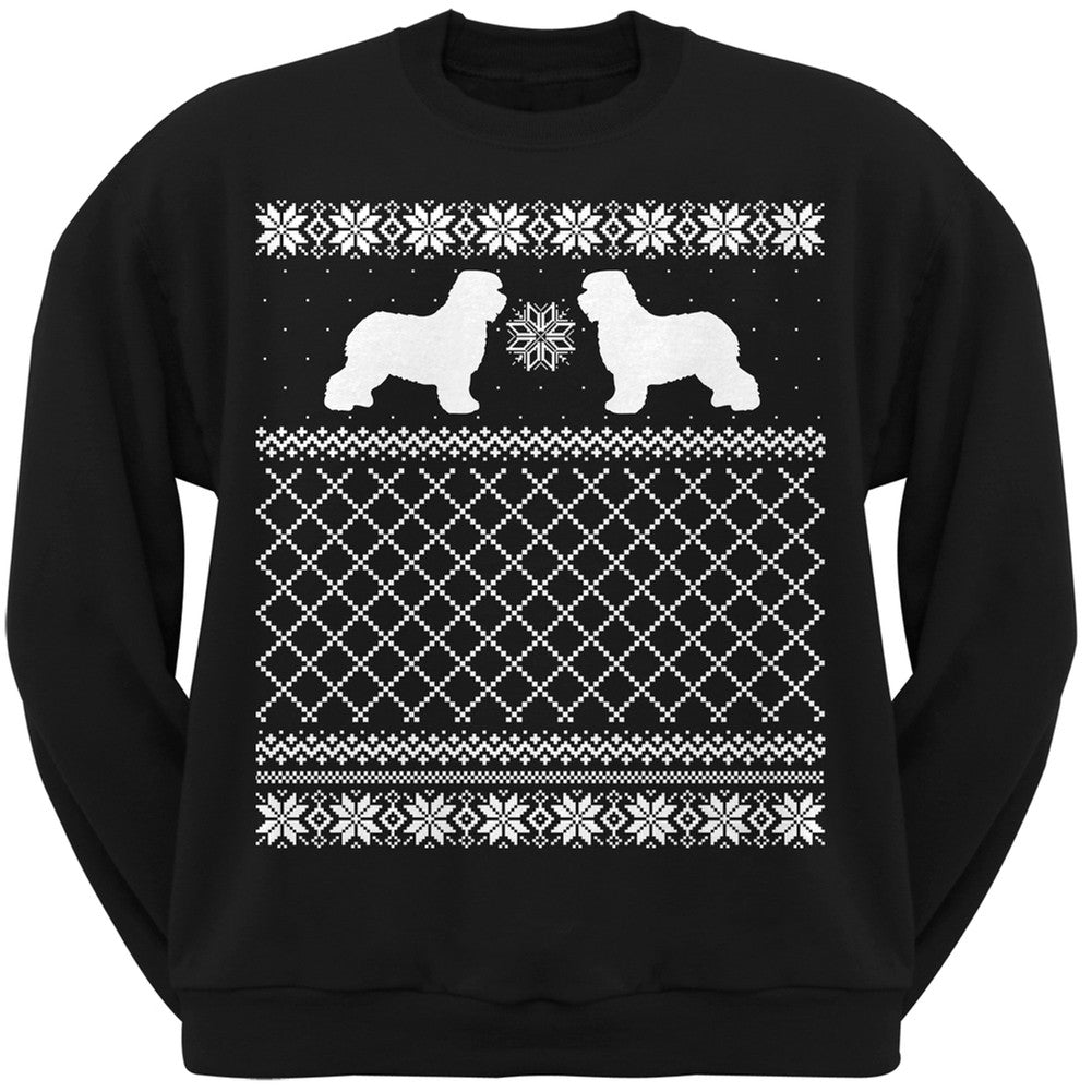 Old English Sheepdog Black Adult Ugly Christmas Sweater Crew Neck Sweatshirt Sweatshirts Old Glory   