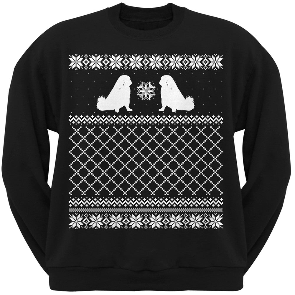 Pekingese Black Adult Ugly Christmas Sweater Crew Neck Sweatshirt Sweatshirts Old Glory   