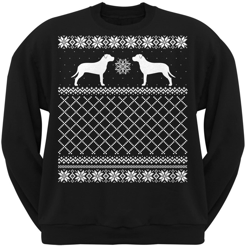 Pit Bull Terrier Black Adult Ugly Christmas Sweater Crew Neck Sweatshirt Sweatshirts Old Glory   