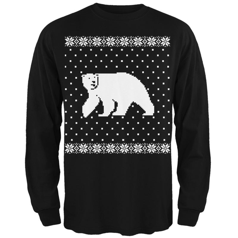 Big Polar Bear Ugly Christmas Sweater Long Sleeve T-Shirt Men's Long Sleeves Old Glory 2XL Black 