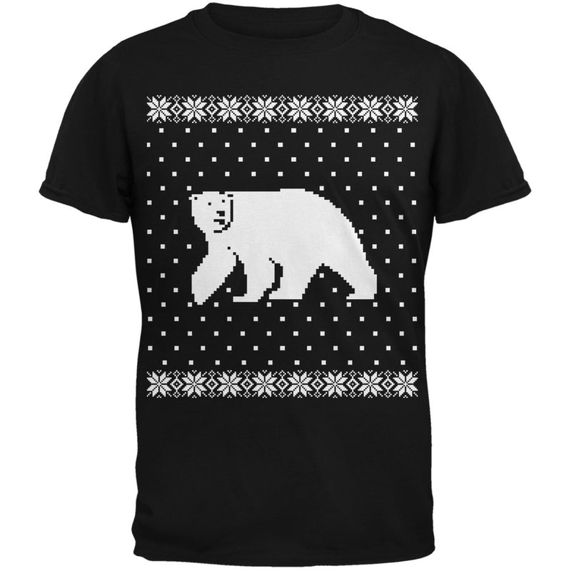 Big Polar Bear Ugly Christmas Sweater Adult T-Shirt Men's T-Shirts Old Glory 2XL Black 