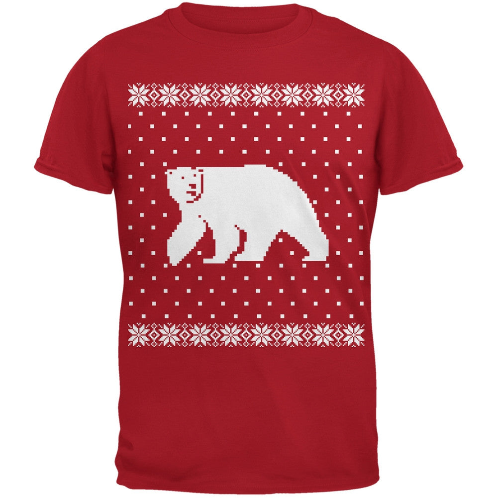 Big Polar Bear Ugly Christmas Sweater Adult T-Shirt Men's T-Shirts Old Glory 2XL Red 