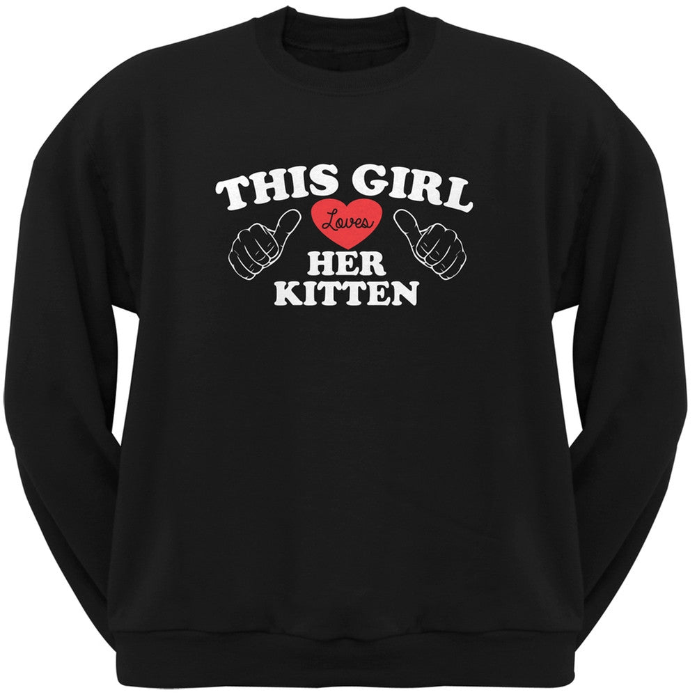 This Girl Loves Her Kitten Black Adult Pullover Hoodie Sweatshirts Old Glory   