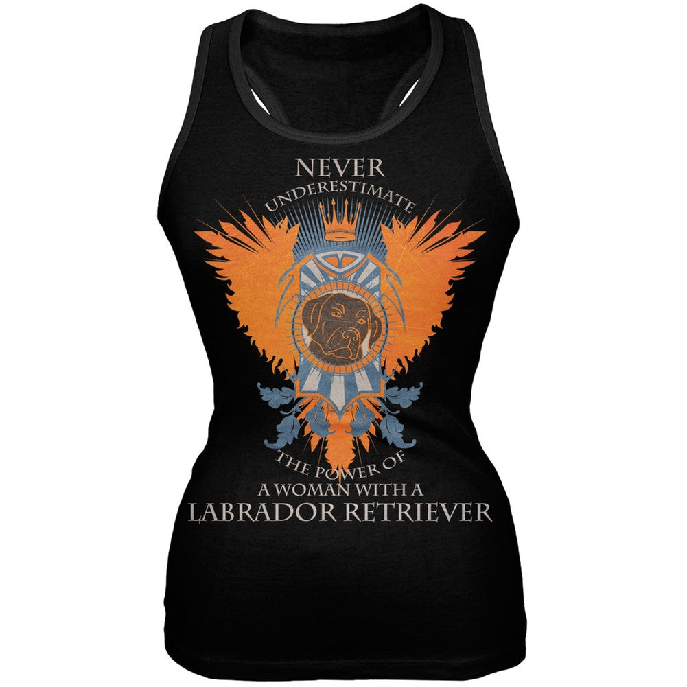 Never Underestimate Woman Power Labrador Juniors Black Tank Top Tank Tops Old Glory   