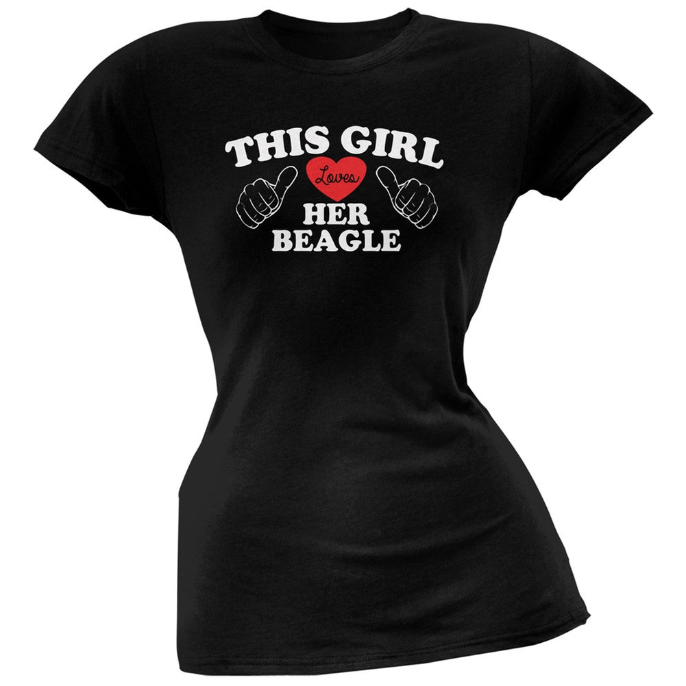 This Girl Loves Her Beagle Black Soft Juniors T-Shirt Juniors T-Shirts Old Glory   