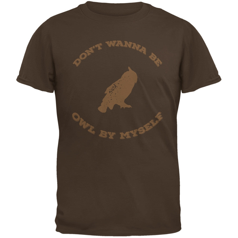 Valentine's Day - Paws - Don't Wanna be Owl by Myself Brown Adult T-Shirt Men's T-Shirts Old Glory   