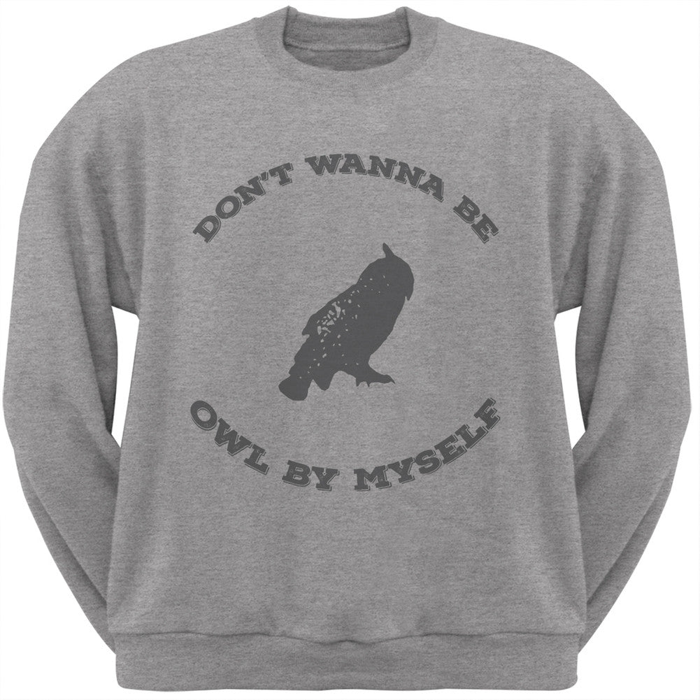 Valentine's Day - Paws - Don't Wanna be Owl by Myself Crew Neck Sweatshirt Sweatshirts Old Glory   