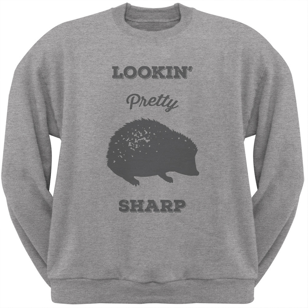 PAWS - Hedgehog Lookin' Pretty Sharp Heather Crew Neck Sweatshirt Sweatshirts Old Glory   