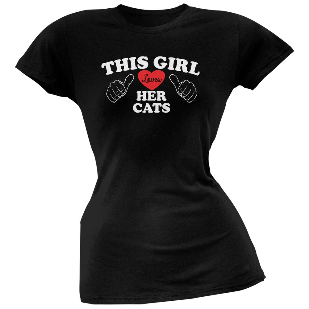 This Girl Loves Her Cats Black Soft Juniors T-Shirt Juniors T-Shirts Old Glory   