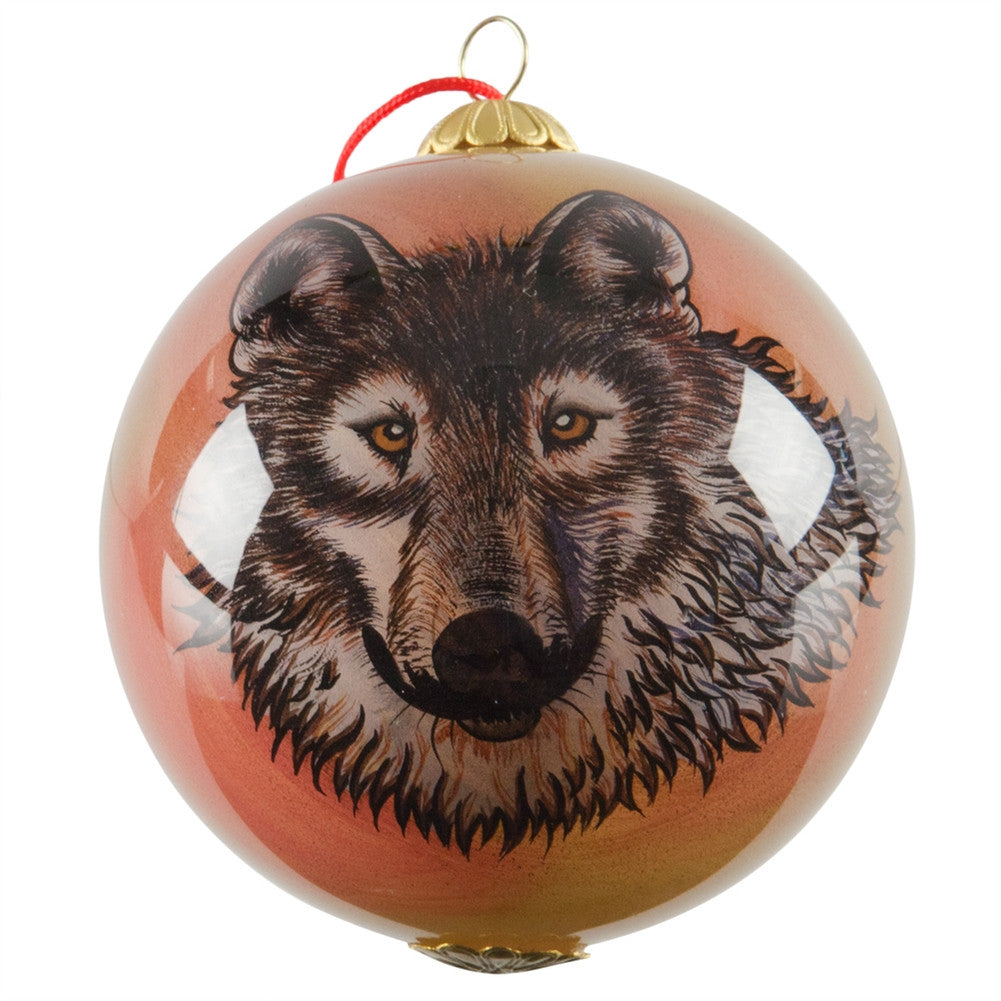 Wolf Face Glass Ball Ornament Christmas Decorations Crt   