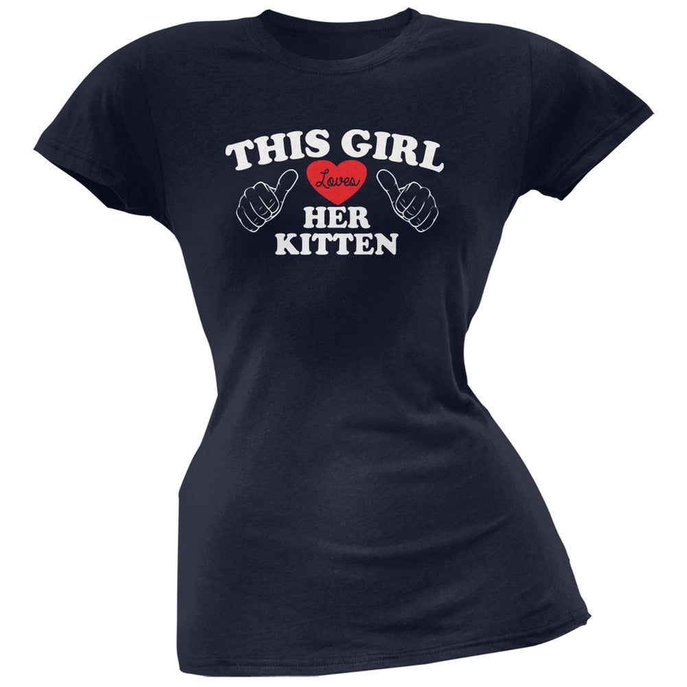 This Girl Loves Her Kitten Black Soft Juniors T-Shirt Juniors T-Shirts Old Glory   