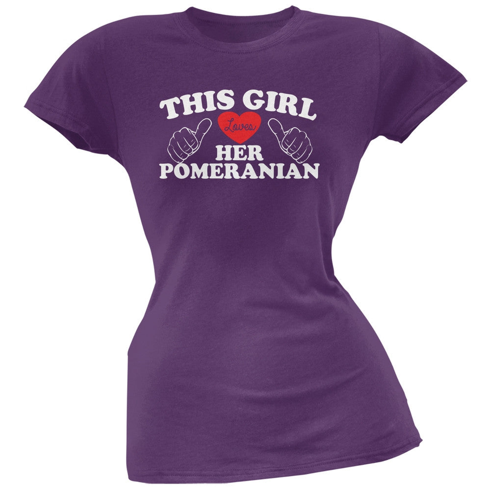 This Girl Loves Her Pomeranian Black Soft Juniors T-Shirt Juniors T-Shirts Old Glory   