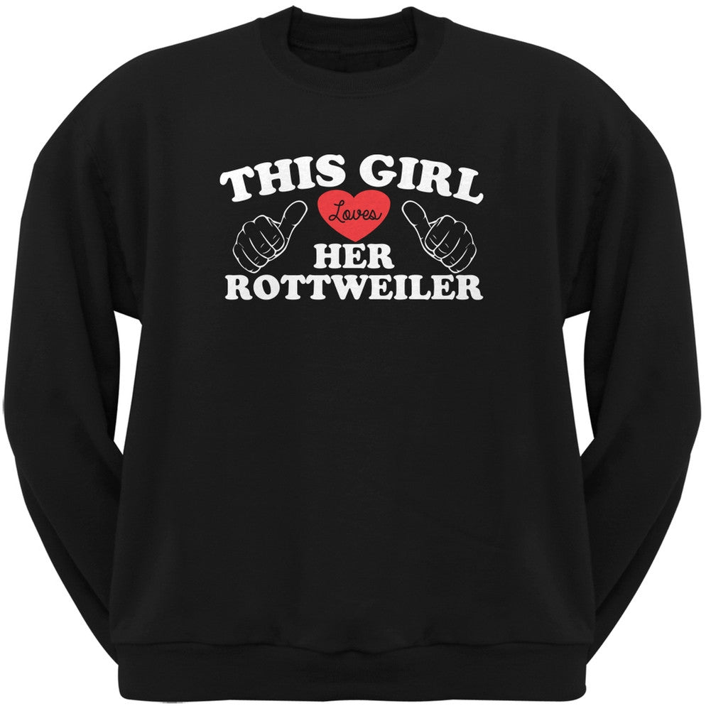 This Girl Loves Her Rottweiler Black Adult Pullover Hoodie Sweatshirts Old Glory   