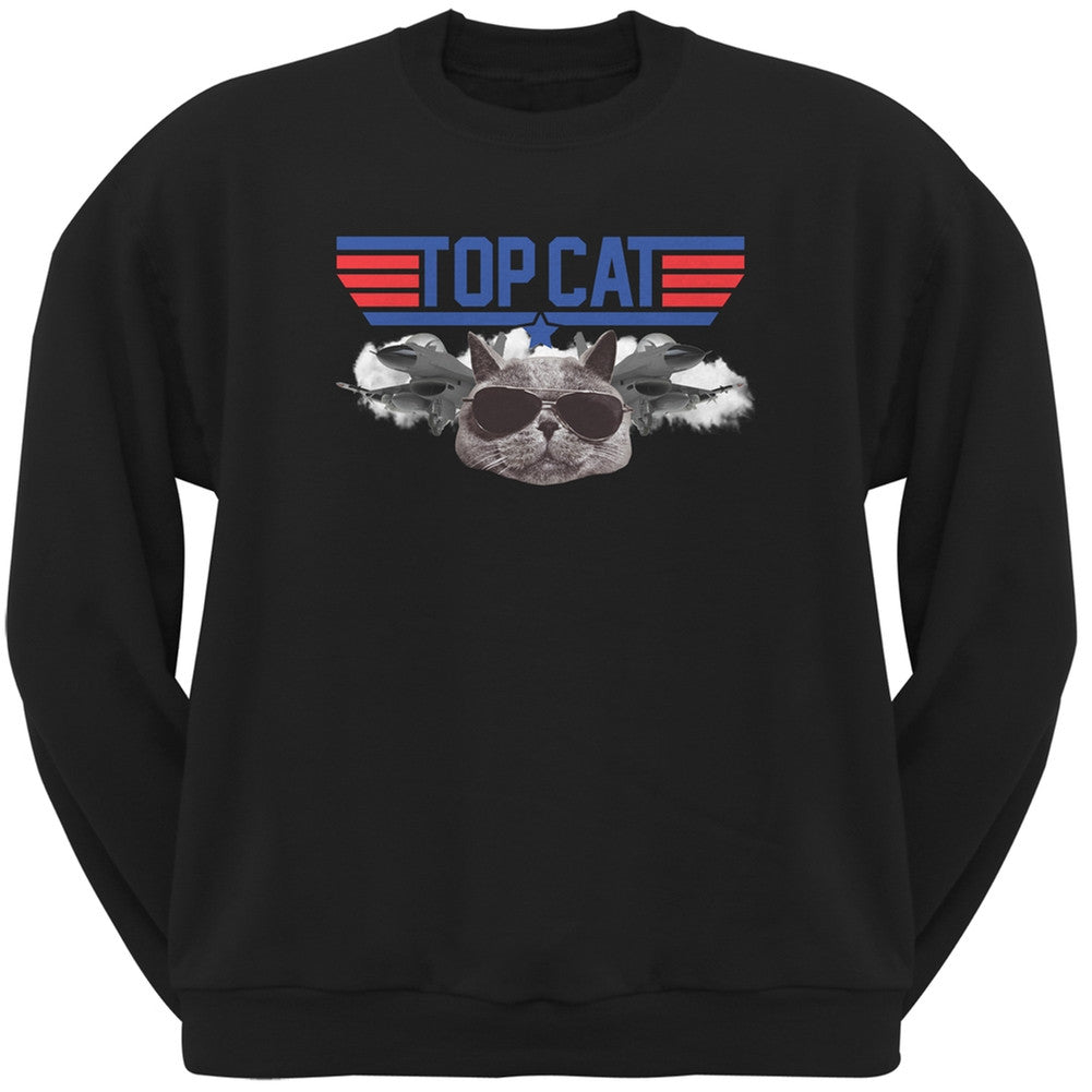 Top Cat Black Adult Crew Neck Sweatshirt Sweatshirts Old Glory   