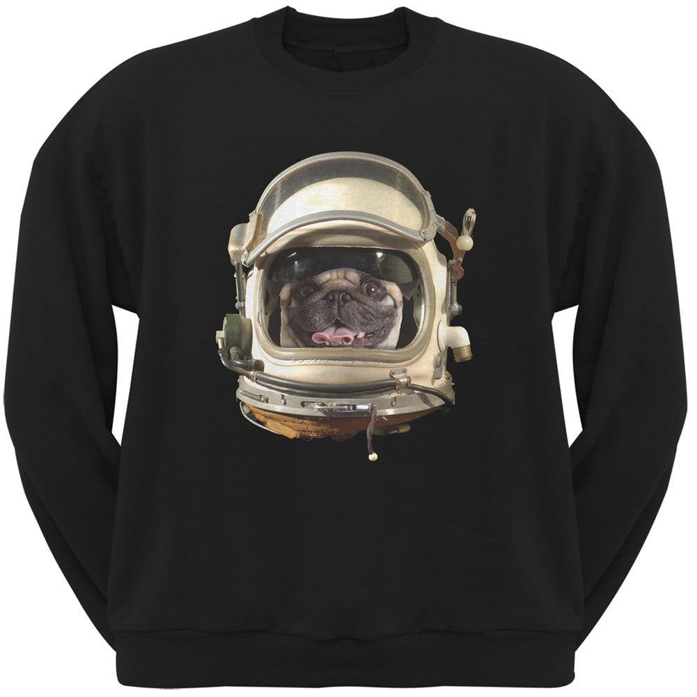 Astronaut Pug Black Adult Pullover Hoodie Sweatshirts Old Glory   