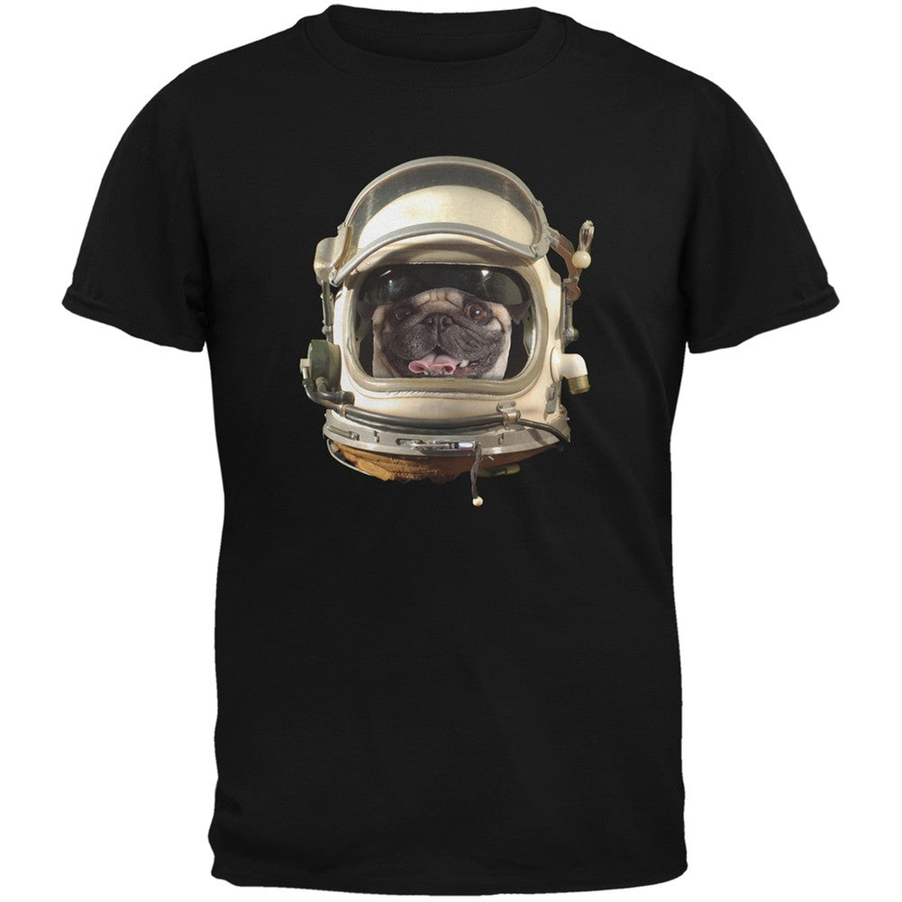 Astronaut Pug Black Youth T-Shirt Youth T-Shirts Old Glory   