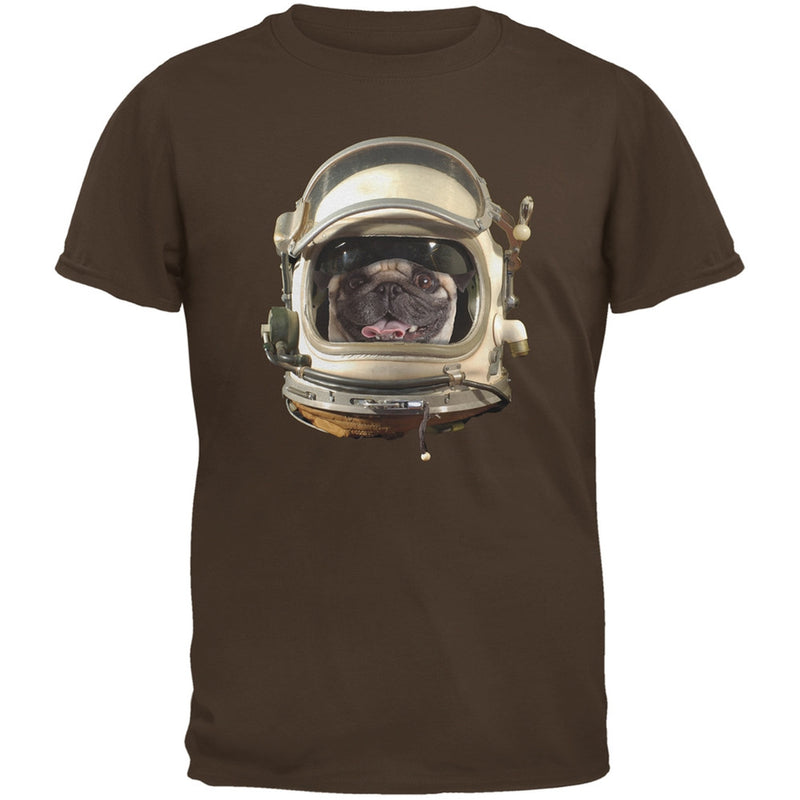 Astronaut Pug Black Adult T-Shirt Men's T-Shirts Old Glory   