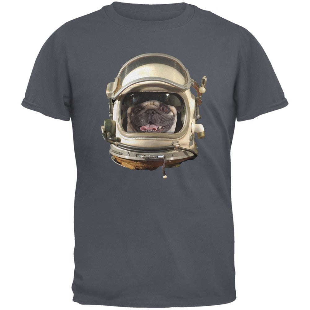 Astronaut Pug Black Adult T-Shirt Men's T-Shirts Old Glory   