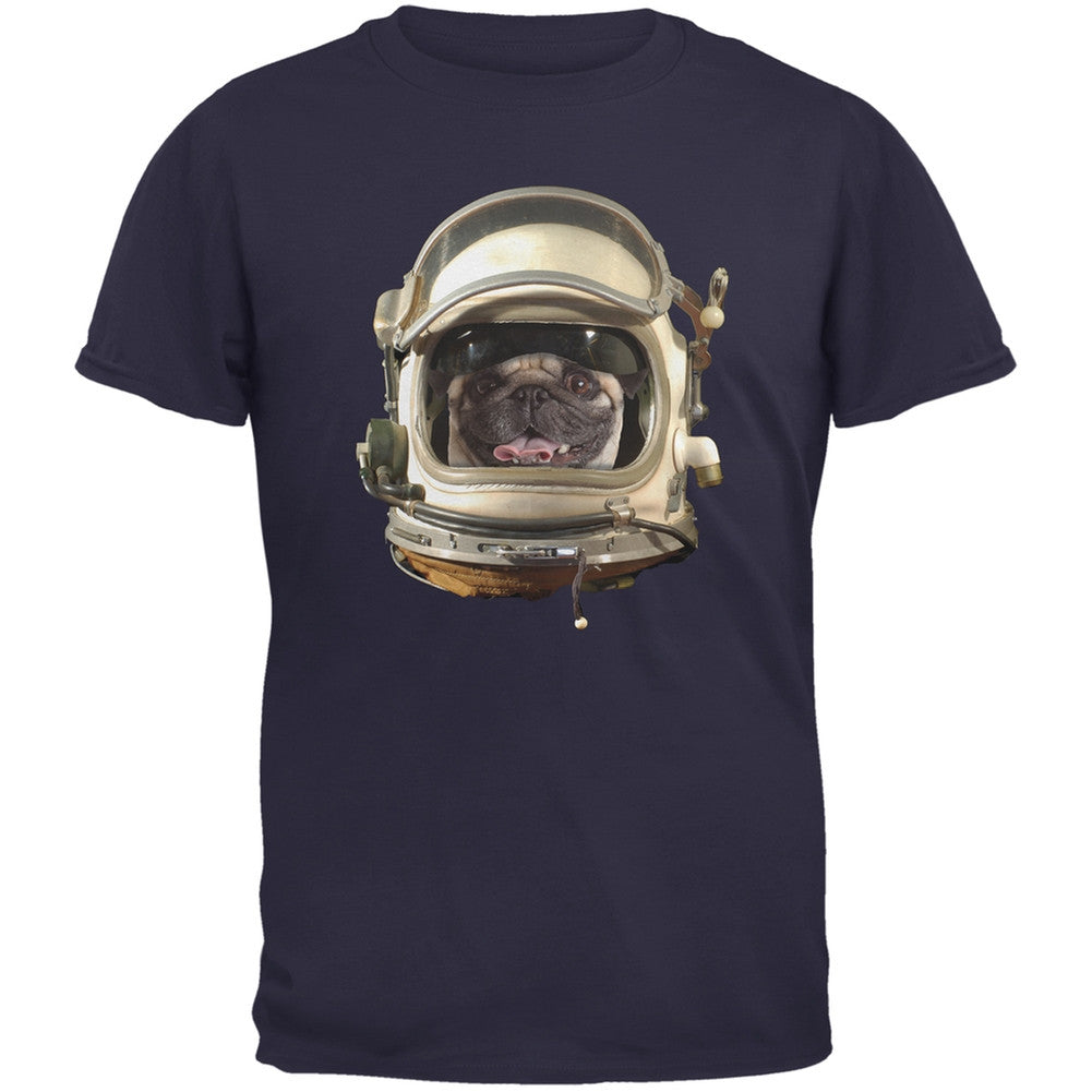 Astronaut Pug Black Adult T-Shirt Men's T-Shirts Old Glory   