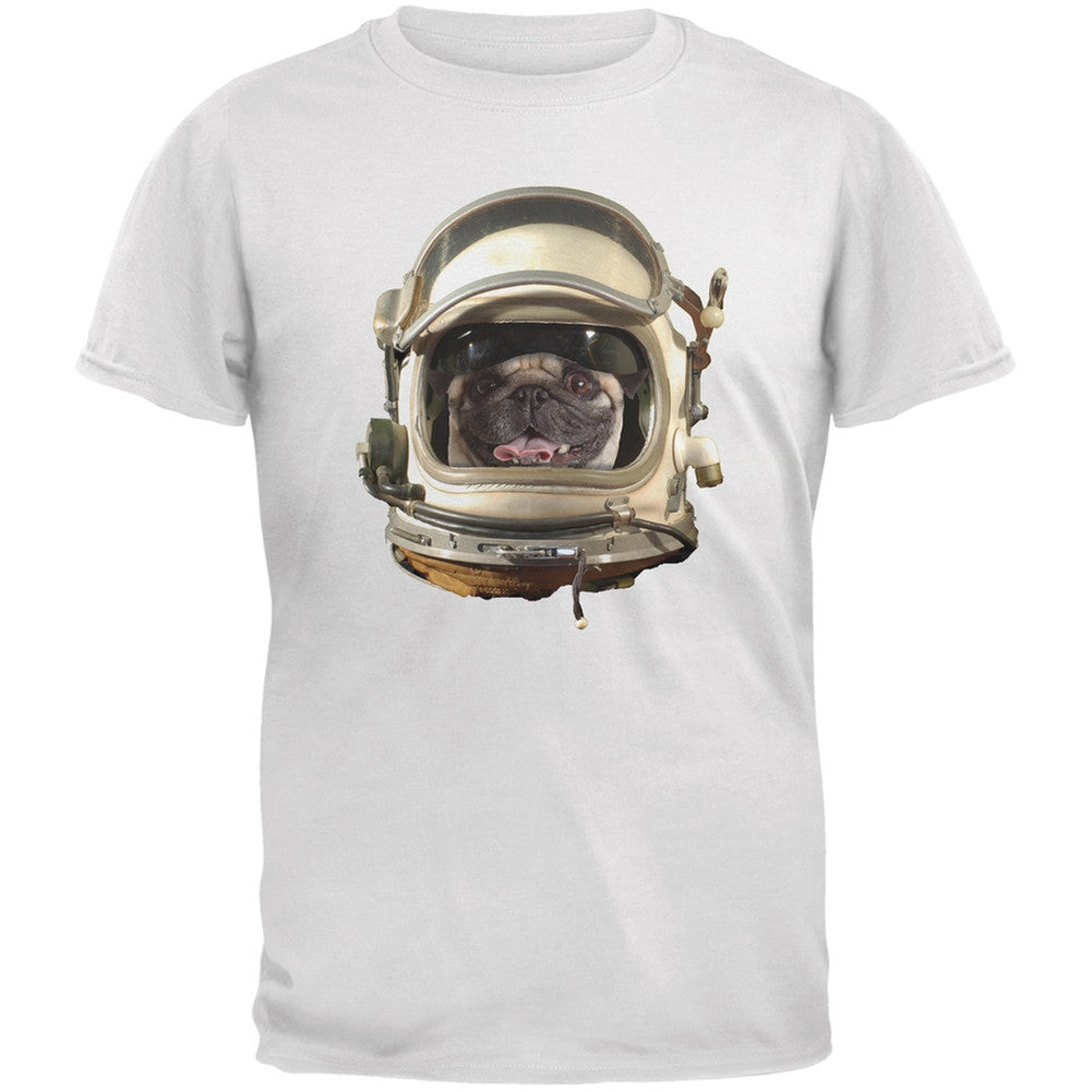 Astronaut Pug Black Adult T-Shirt Men's T-Shirts Old Glory   