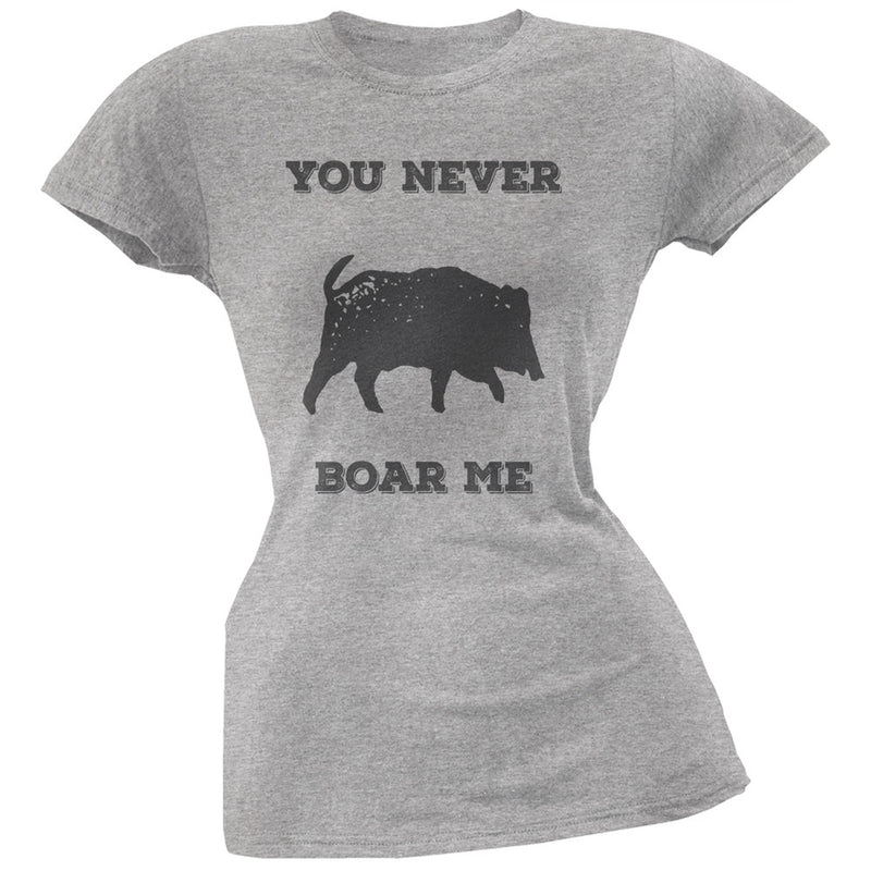 PAWS - You never Boar Me Brown Soft Juniors T-Shirt Juniors T-Shirts Old Glory   