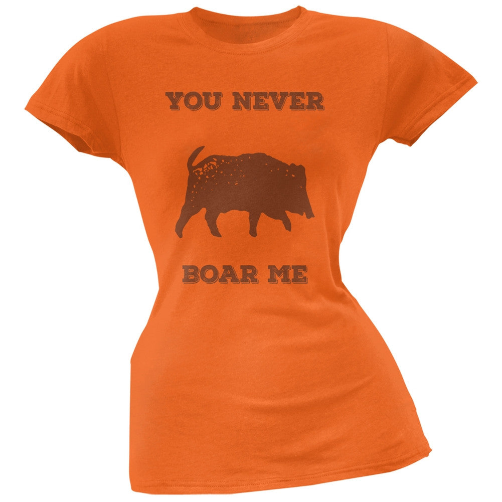 PAWS - You never Boar Me Brown Soft Juniors T-Shirt Juniors T-Shirts Old Glory   